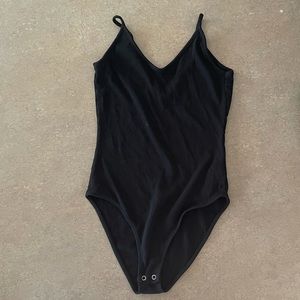 American Eagle Black Ribbed Bodysuit- Small